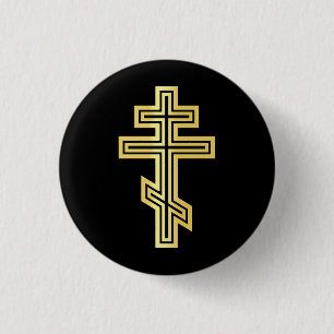 Orthodox Christelijk Kruis Ronde Button 3,2 Cm