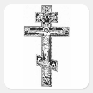 Orthodox Cross Vierkante Sticker