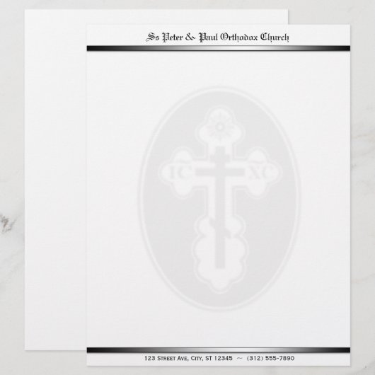 Orthodox Cross Watermark letterhead Briefhoofd Sjabloon (Voorkant / Achterkant)