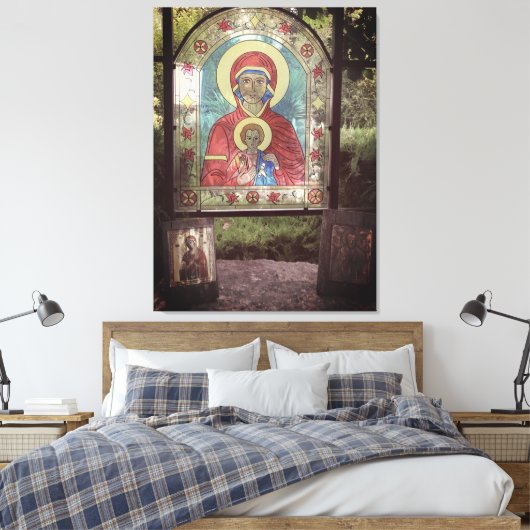 Orthodox Glas in lood Moeder Maria Canvas Print (Insitu (Slaapkamer))