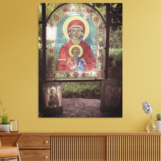Orthodox Glas in lood Moeder Maria Canvas Print (Insitu (Woonkamer))