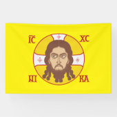 Orthodox heilig gezicht Jezus Geel Spandoek (Horizontaal)