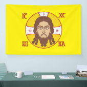 Orthodox heilig gezicht Jezus Geel Spandoek (Beurs)
