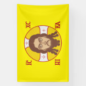 Orthodox heilig gezicht Jezus Geel Spandoek (Verticaal)