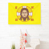 Orthodox heilig gezicht Jezus Geel Spandoek (Insitu)