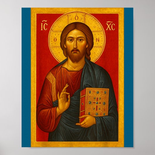 Orthodox Icon Of Jesus Christ Pantocrator  Poster (Voorkant)