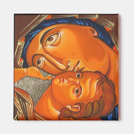 Orthodox Icon Virgin met de Speelkindmagneet Magneet (Voorkant)