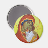 Orthodox Icoon Maagd van de Sweet Kiss Magnet (Voorkant / Achterkant)