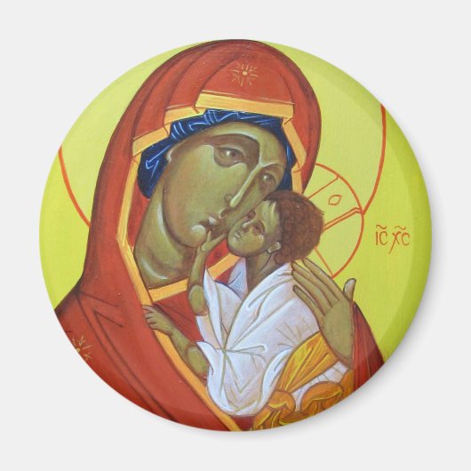 Orthodox Icoon Maagd van de Sweet Kiss Magnet (Voorkant)