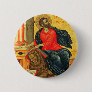 orthodox icoon van de heilige Marcus de Evangelist Ronde Button 5,7 Cm