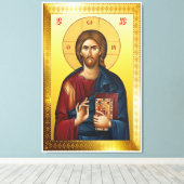 Orthodox icoon van Jezus Christus Canvas Afdruk (Insitu (Houten vloer))