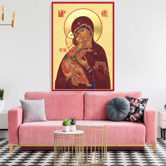 Orthodox icoon - Vladimir Moeder Gods Canvas Afdruk (Insitu (Woonkamer))