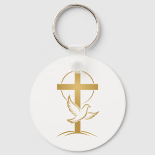 Orthodox Kruis en Duif Sleutelhanger