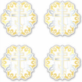 Orthodox kruis goud met Ornamenten Sticker (Voorkant)