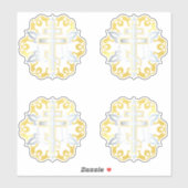 Orthodox kruis goud met Ornamenten Sticker (Vel)