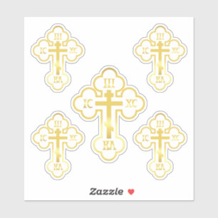 Orthodox Kruis Goud NIKA Sticker