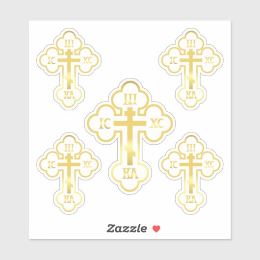 Orthodox Kruis Goud NIKA Sticker (Vel)
