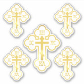 Orthodox Kruis Goud NIKA Sticker (Voorkant)