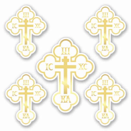 Orthodox Kruis Goud NIKA Sticker (Voorkant)