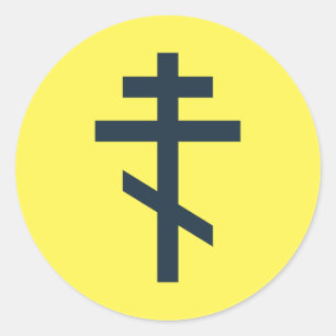 Orthodoxe achtpuntige kruis heilige devotionele ku ronde sticker