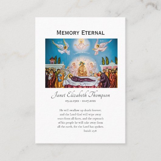 Orthodoxe Christelijke Foto Begrafenis Gebed Kaart Plaatskaartje (Voorkant)