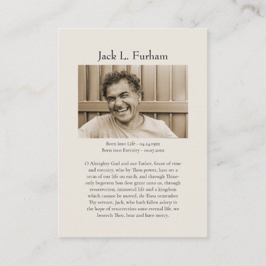 Orthodoxe Christelijke Foto Begrafenis Gebed Kaart Plaatskaartje (Achterkant)