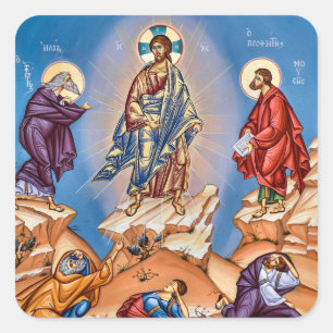 Orthodoxe Christelijke icoon van de Gedaanteverand Vierkante Sticker