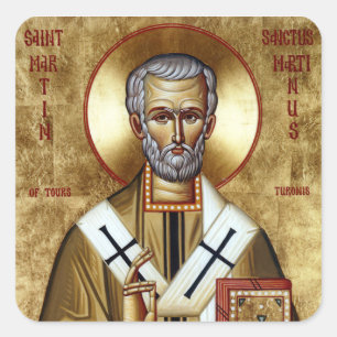 Orthodoxe Christelijke Icoon van St. Martinus de B Vierkante Sticker