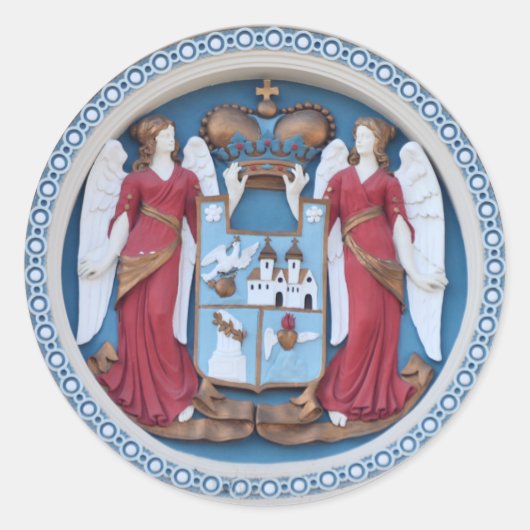 orthodoxe engelen sluiten religie symbool stucco t ronde sticker (Voorkant)