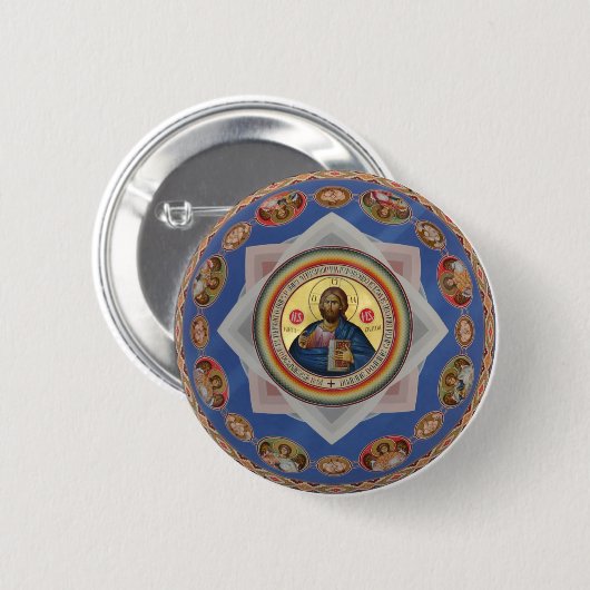 orthodoxe icoon godkerkerk - heilige heilige ronde button 5,7 cm (Voorkant /achterkant)