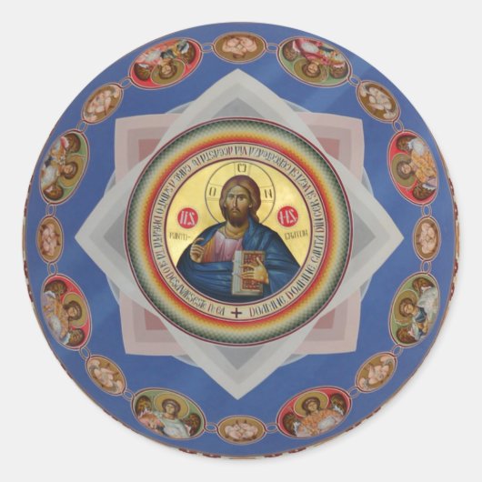 orthodoxe icoon godkerkerk - heilige heilige ronde sticker (Voorkant)