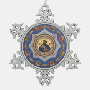 orthodoxe icoon godkerkerk - heilige heilige tin sneeuwvlok ornament