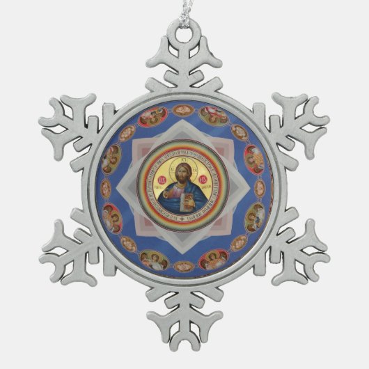 orthodoxe icoon godkerkerk - heilige heilige tin sneeuwvlok ornament (Voorkant)