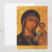 Orthodoxe icoon Onze-Lieve-Vrouw van Kazan Kaart (Voorkant / Achterkant)