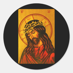 Orthodoxe icoon van Christus de Bruidegom Ronde Sticker