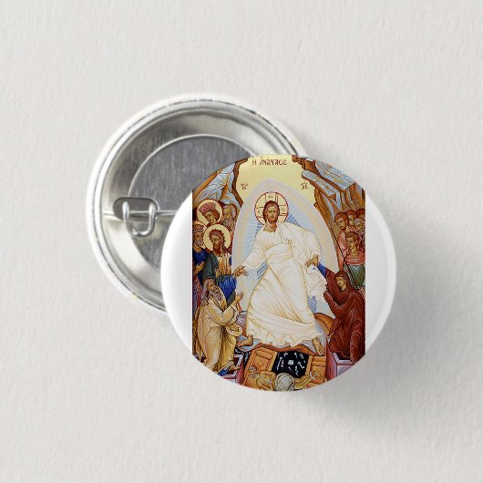 Orthodoxe icoon van de Anastasis opstanding Ronde Button 3,2 Cm (Voorkant /achterkant)