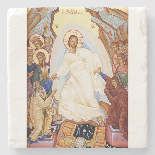 Orthodoxe icoon van de Anastasis opstanding Stenen Onderzetter (Voorkant)