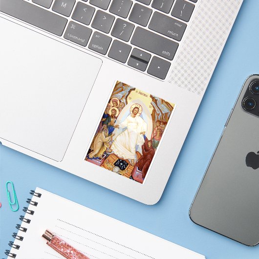 Orthodoxe icoon van de Anastasis opstanding Sticker (Laptop met iPhone)