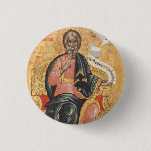 Orthodoxe icoon van de heilige apostel Andreas Ronde Button 3,2 Cm