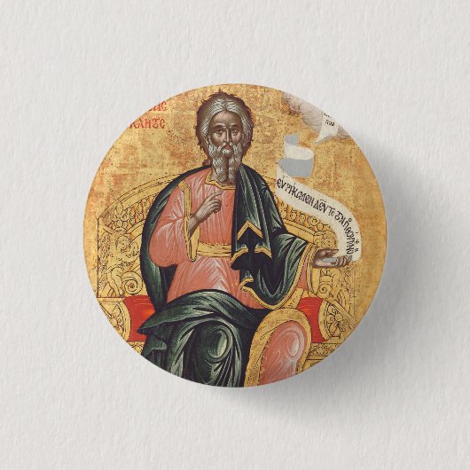 Orthodoxe icoon van de heilige apostel Andreas Ronde Button 3,2 Cm (Voorkant)