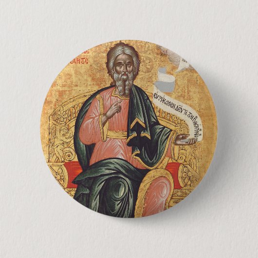 Orthodoxe icoon van de heilige apostel Andreas Ronde Button 5,7 Cm (Voorkant)