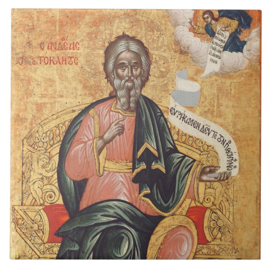 Orthodoxe icoon van de heilige apostel Andreas Tegeltje (Voorkant)