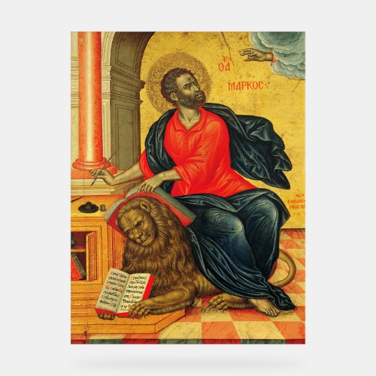 orthodoxe icoon van de heilige Marcus de Evangelis Acryl Bord (Voorkant)