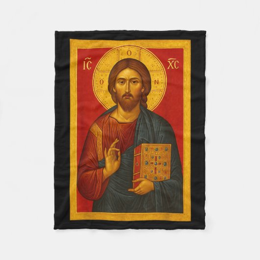 Orthodoxe icoon van Jezus Christus Pantocrator  Fleece Deken (Voorkant)