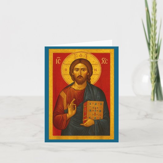 Orthodoxe icoon van Jezus Christus Pantocrator Kaart (Voorkant)