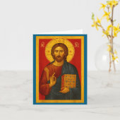 Orthodoxe icoon van Jezus Christus Pantocrator Kaart (Gele Bloem)
