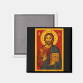 Orthodoxe icoon van Jezus Christus Pantocrator Magneet (Voorkant / Achterkant)
