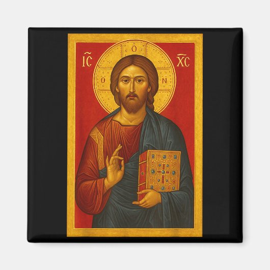 Orthodoxe icoon van Jezus Christus Pantocrator Magneet (Voorkant)