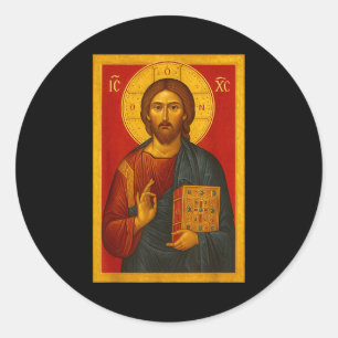 Orthodoxe icoon van Jezus Christus Pantocrator Ronde Sticker