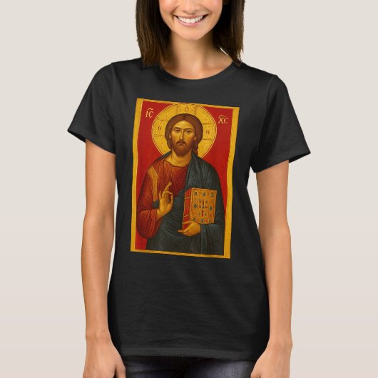 Orthodoxe icoon van Jezus Christus Pantocrator T-shirt (Voorkant)